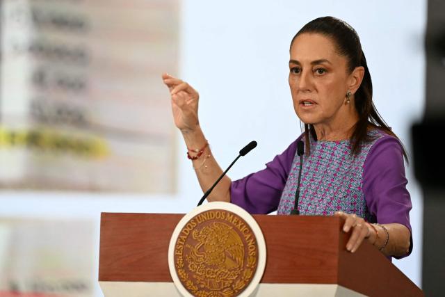 Mexico's President Claudia Sheinbaum speaks during her daily press conference at the Palacio Nacional in Mexico City on April 30, 2026. Mexican federal prosecutors said on April 29 that they will open an investigation into the governor of Sinaloa state after US authorities brought narcotrafficking charges against Ruben Rocha Moya and several associates. (Photo by YURI CORTEZ / AFP)