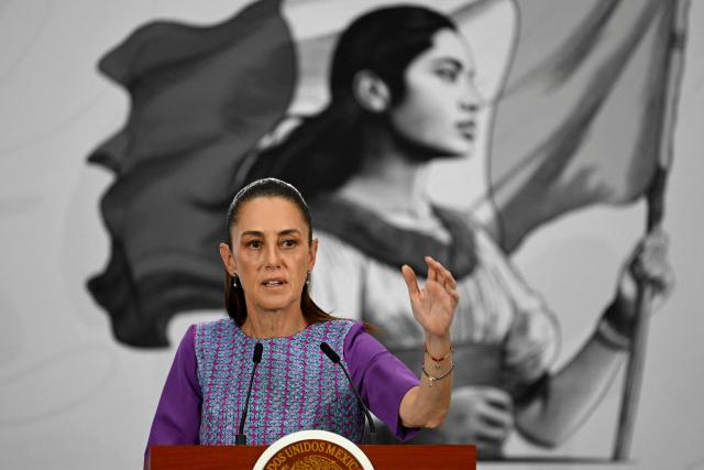 Mexico's President Claudia Sheinbaum speaks during her daily press conference at the Palacio Nacional in Mexico City on April 30, 2026. Mexican federal prosecutors said on April 29 that they will open an investigation into the governor of Sinaloa state after US authorities brought narcotrafficking charges against Ruben Rocha Moya and several associates. (Photo by YURI CORTEZ / AFP)