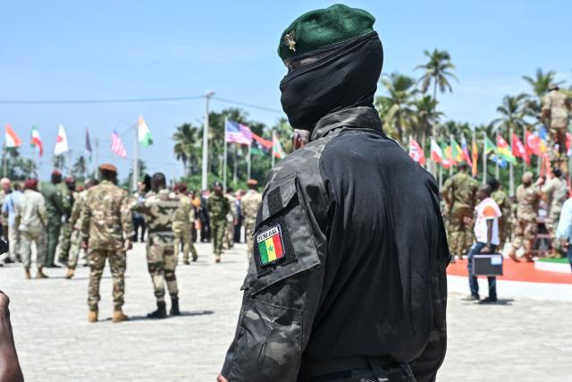 A member of Senegal's special forces takes part in the Flintlock 2026 military training hosted by the International counter-terrorism-Academy, in Jacqueville on April 30, 2026. (Photo by Issouf SANOGO / AFP)