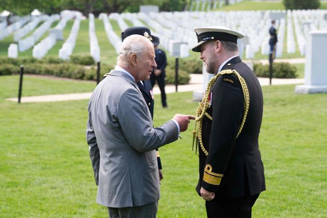 Britain's King Charles III attends a ceremony at Arlington National Cemetary in Arlington, Virginia on April 30, 2026. (Photo by SAUL LOEB / POOL / AFP)