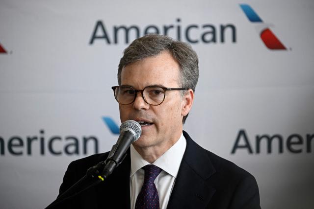 Head of the US diplomatic mission in Venezuela John Barrett speaks during a press conference at Simon Bolivar International Airport in La Guaira, La Guaira state, Venezuela, ahead of the arrival of a flight from Miami on April 30, 2026. The first direct flight between the United States and Venezuela in seven years took off on April 30, a new sign of a thaw after Washington deposed leftist leader Nicolas Maduro. (Photo by Federico PARRA / AFP)