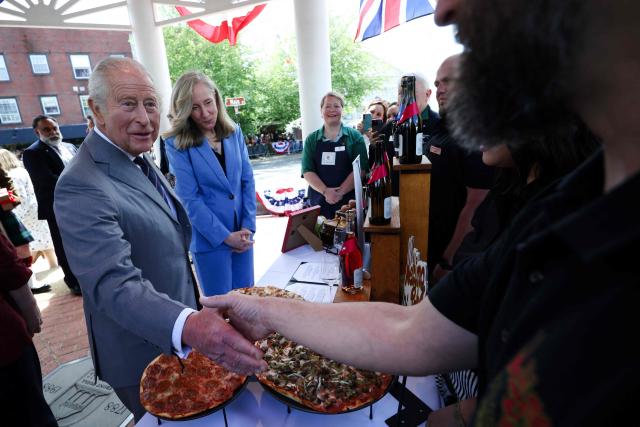 Britain's King Charles III and Virginia Gov. Abigail Spanberger (R) attend a parade and block party event on the final day of the state visit of King Charles III and Queen Camilla on April 30, 2026 in Front Royal, Virginia. (Photo by Win McNamee / POOL / AFP)