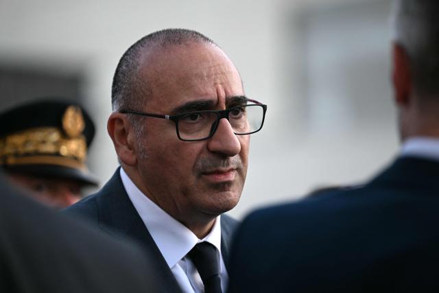 France's Interior Minister Laurent Nunez looks on during a visit in Les Mureaux, on the outskirts of Paris, on April 30, 2026, for a visit which is focused on the urban violences that have affected the Yvelines French Department. (Photo by Martin LELIEVRE / AFP)