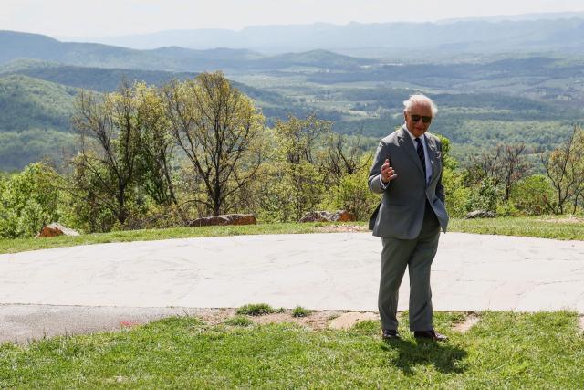 Britain's King Charles III visits Shenandoah National Park in Front Royal, Virginia, on April 30, 2026. (Photo by Kevin Lamarque / POOL / AFP)