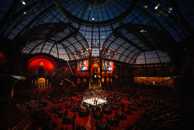 This photograph shows a general view of the Grand Palais during an ISKA World Kickboxing Championship event in Paris on April 30, 2026. (Photo by Dimitar DILKOFF / AFP)