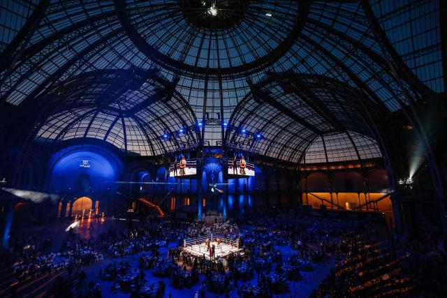 This photograph shows a general view of the Grand Palais during an ISKA World Kickboxing Championship event in Paris on April 30, 2026. (Photo by Dimitar DILKOFF / AFP)