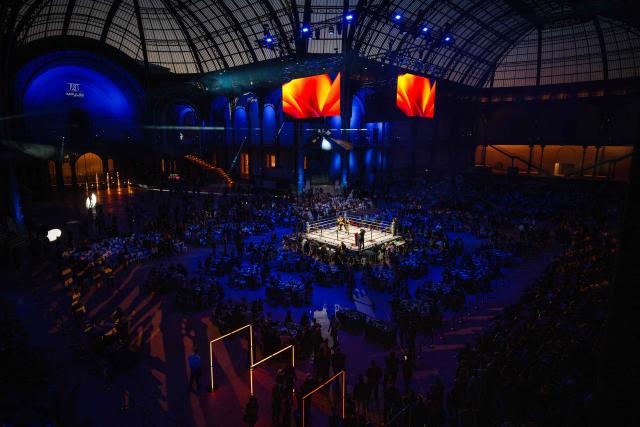 This photograph shows a general view of the Grand Palais during an ISKA World Kickboxing Championship event in Paris on April 30, 2026. (Photo by Dimitar DILKOFF / AFP)