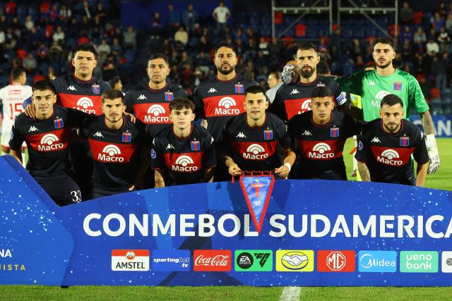 Tigre's players pose for a team photo ahead of the Copa Sudamericana group stage football match between Argentina's Tigre and Colombia's America de Cali at the Jose Dellagiovanna stadium in Victoria, Buenos Aires province, Argentina on April 30, 2026. (Photo by Alejandro PAGNI / AFP)