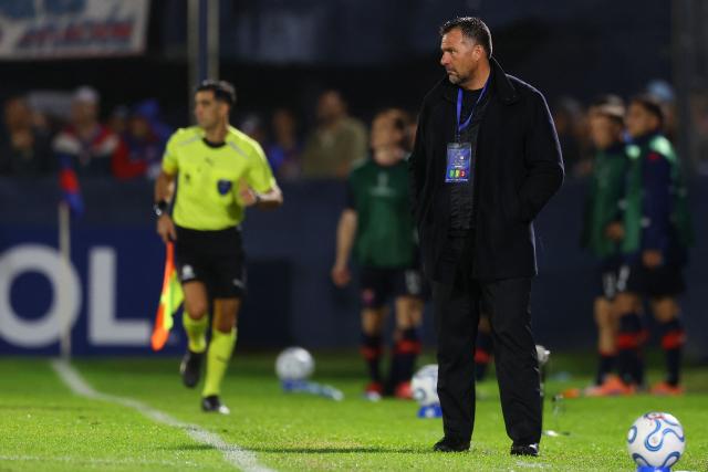 Tigre's head coach Diego Dabove looks on during the Copa Sudamericana group stage football match between Argentina's Tigre and Colombia's America de Cali at the Jose Dellagiovanna stadium in Victoria, Buenos Aires province, Argentina on April 30, 2026. (Photo by Alejandro PAGNI / AFP)