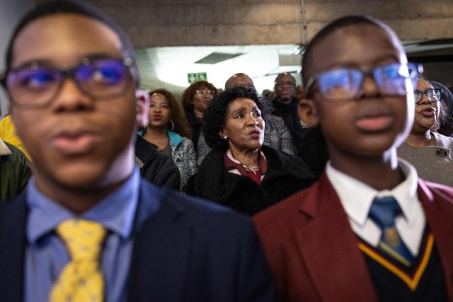 A survivor of the June 16, 1976 Soweto Uprising attends the launch of “Finishing What Was Started”, an event reflecting on the legacy of the June 1976 generation and a call to action for today’s youth, at the Hector Pieterson Museum in Soweto on April 30, 2026. (Photo by EMMANUEL CROSET / AFP)