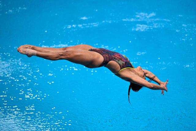 Mexico's Aranza Vazquez Montano competes in the mixed team event at the World Aquatics Diving World Cup Super Finals 2026 in Beijing on May 1, 2026. (Photo by Adek BERRY / AFP)