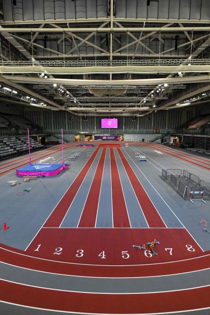 The Glasgow Arena, the Gymnastics venue for the 2026 Commonwealth Games, is pictured during a media preview of the sites and venues for the 2026 Glasgow Commonwealth Games in the city of Glasgow, Scotland on April 30, 2026. (Photo by ANDY BUCHANAN / AFP)