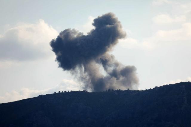 This photograph taken from the southern Lebanese area of Marjeyoun shows smoke rising from the site of an Israeli airstrike that targeted the village of Yohmor on May 1, 2026. Israeli airstrikes on southern Lebanon killed at least 17 people on April 30, 2026, the Health Ministry announced, despite the ceasefire that has been in effect since April 17. Lebanon was drawn into the Middle East war on March 2 when Tehran-backed militant group Hezbollah launched attacks on Israel to avenge the killing of the Iranian leader. Israel has responded with broad strikes across Lebanon and a ground offensive. (Photo by AFP)