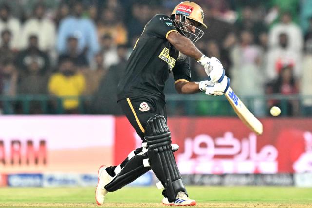 Hyderabad Kingsmen's Sri Lanka cricket player Kusal Perera plays a shot during the Pakistan Super League (PSL) Twenty20 second Eliminator match between Hyderabad Kingsmen and Islamabad United at the Gaddafi Stadium in Lahore on May 1, 2026. (Photo by Arif ALI / AFP)