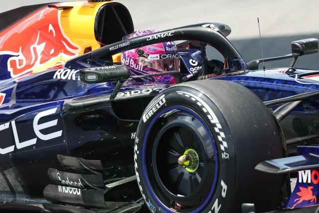 Red Bull Racing's Dutch driver Max Verstappen races during a practice session for the 2026 Miami Formula One Grand Prix at Miami International Autodrome in Miami Gardens, Florida, on May 1, 2026. (Photo by CHARLY TRIBALLEAU / AFP)