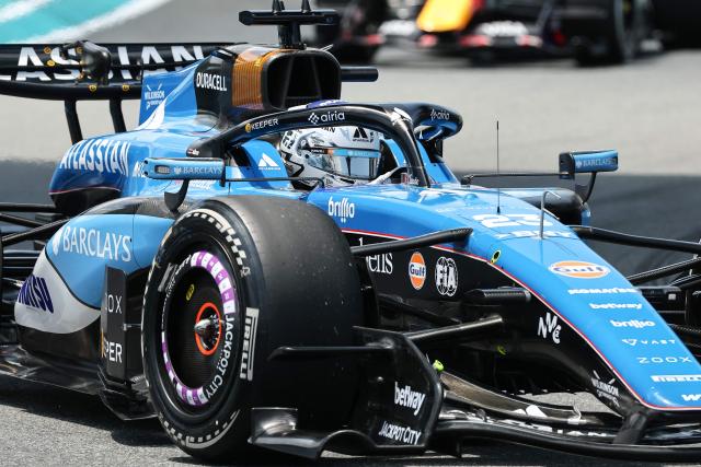 Williams' Thai driver Alexander Albon races during a practice session for the 2026 Miami Formula One Grand Prix at Miami International Autodrome in Miami Gardens, Florida, on May 1, 2026. (Photo by CHARLY TRIBALLEAU / AFP)