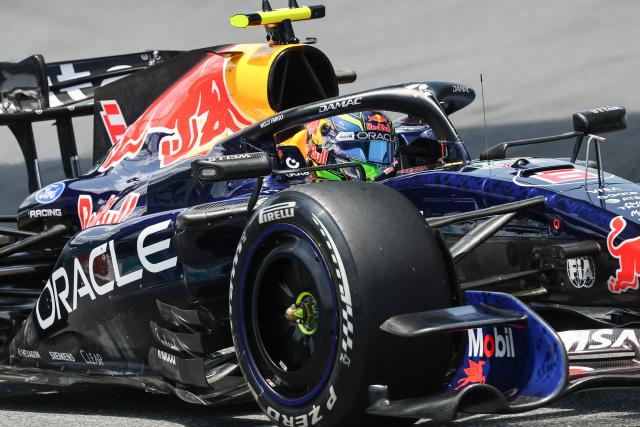 Red Bull Racing's French driver Isack Hadjar races during a practice session for the 2026 Miami Formula One Grand Prix at Miami International Autodrome in Miami Gardens, Florida, on May 1, 2026. (Photo by CHARLY TRIBALLEAU / AFP)