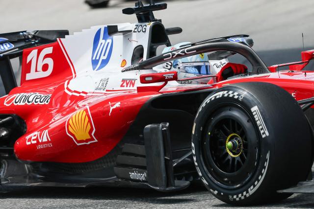 Ferrari's Monegasque driver Charles Leclerc races during a practice session for the 2026 Miami Formula One Grand Prix at Miami International Autodrome in Miami Gardens, Florida, on May 1, 2026. (Photo by CHARLY TRIBALLEAU / AFP)