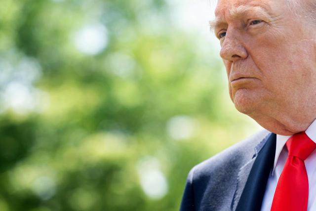 US President Donald Trump speaks with the media prior to departing from the South Lawn of the White House in Washington, DC, May 1, 2026. Trump is going to Florida to speak at an event at The Villages and to attend the Forum Club of the Palm Beaches dinner. (Photo by SAUL LOEB / AFP)