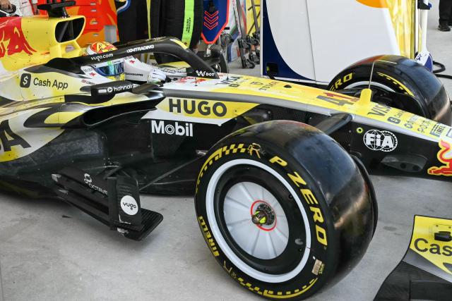 Racing Bulls' British driver Arvid Lindblad pulls out of his garage during a practice session for the 2026 Miami Formula One Grand Prix at Miami International Autodrome in Miami Gardens, Florida, on May 1, 2026. (Photo by CHANDAN KHANNA / AFP)