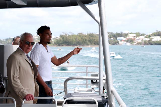 Britain's King Charles III takes a ferry crossing on May 1, 2026 in Hamilton, Bermuda. King Charles III is in Bermuda for his first visit to a British Overseas Territory as Sovereign. (Photo by Chris Jackson / POOL / AFP)