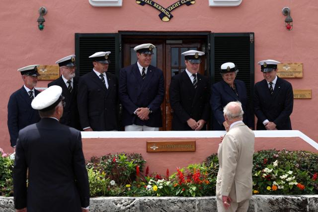 Britain's King Charles visits Royal Bermuda Yacht Club, in Hamilton, Bermuda, May 1, 2026. King Charles III is in Bermuda for his first visit to a British Overseas Territory as Sovereign. (Photo by Suzanne Plunkett / POOL / AFP)