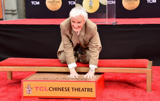 US actress Glenn Close poses during her hand and footprint ceremony at the TCL Chinese Theatre IMAX as part of the TCM Classic Film Festival in Hollywood, California on May 1, 2026. (Photo by Chris Delmas / AFP)