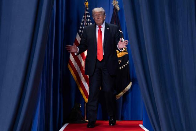 US President Donald Trump arrives to give a speech about taxes and Social Security in The Villages, Florida, on May 1, 2026. (Photo by Jim WATSON / AFP)
