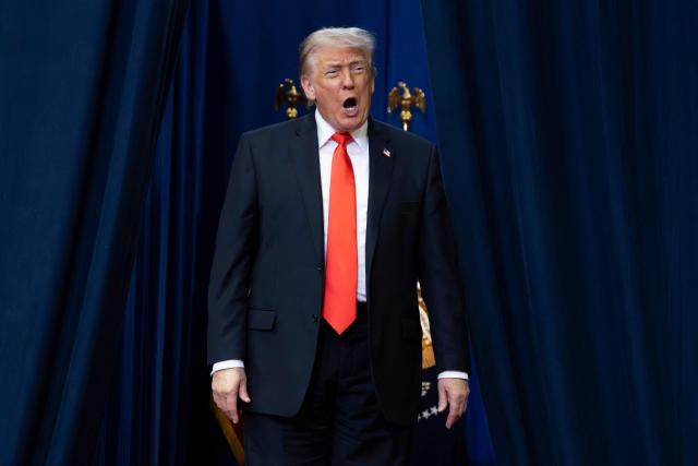 US President Donald Trump arrives to give a speech about taxes and Social Security in The Villages, Florida, on May 1, 2026. (Photo by Jim WATSON / AFP)