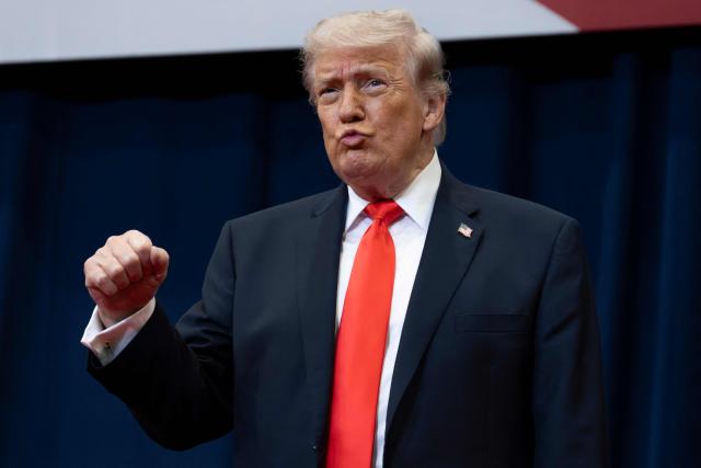 US President Donald Trump arrives to give a speech about taxes and Social Security in The Villages, Florida, on May 1, 2026. (Photo by Jim WATSON / AFP)