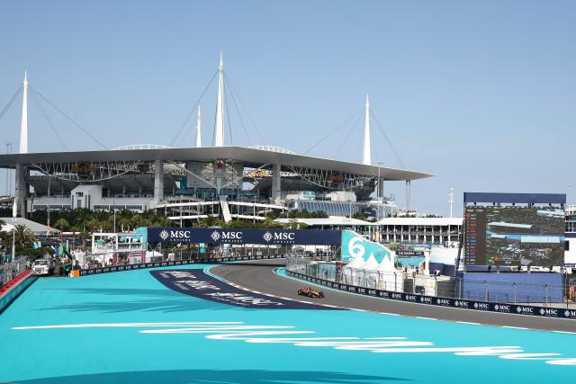 McLaren's Australian driver Oscar Piastri races during Sprint qualifying ahead of the 2026 Miami Formula One Grand Prix at Miami International Autodrome in Miami Gardens, Florida, on May 1, 2026. (Photo by CHARLY TRIBALLEAU / AFP)