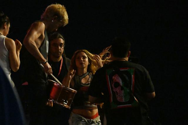 Colombian singer Shakira is seen on stage before a rehearsal at Copacabana Beach in Rio de Janeiro, Brazil, on May 1, 2026, the Colombian singer is scheduled to perform on May 2. (Photo by Mauro PIMENTEL / AFP)