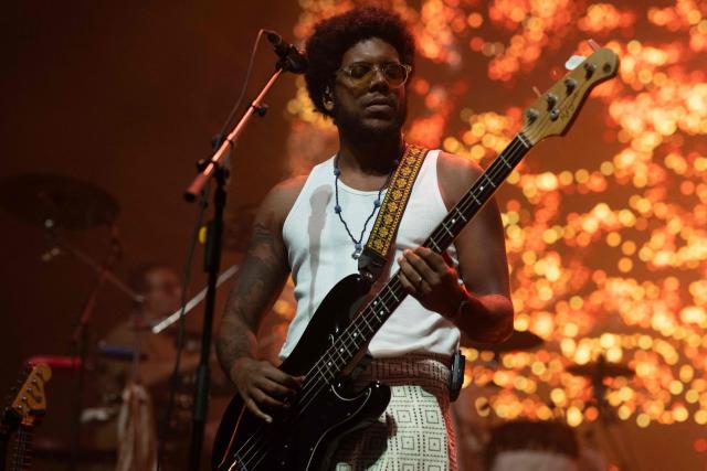 Brazilian band Gilsons' Joao Gil performs at Vivo Rio in Rio de Janeiro, Brazil, on May 1, 2026. (Photo by Pablo PORCIUNCULA / AFP)