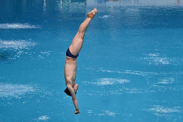 China’s Wang Zongyuan competes in the menґs 3m springboard event at the World Aquatics Diving World Cup Super Finals in Beijing on May 2, 2026. (Photo by Pedro PARDO / AFP)