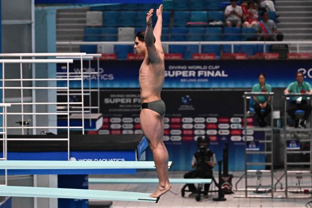 Mexico's Osmar Olvera Ibarra competes in the men's 3m springboard event at the World Aquatics Diving World Cup Super Finals in Beijing on May 2, 2026. (Photo by Pedro PARDO / AFP)