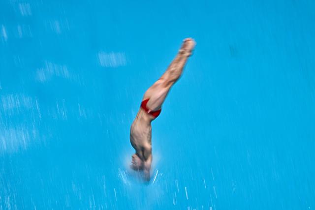 Canada´s Nathan Zsombor-Murray competes in the men's 3m springboard event at the World Aquatics Diving World Cup Super Finals in Beijing on May 2, 2026. (Photo by Pedro PARDO / AFP)