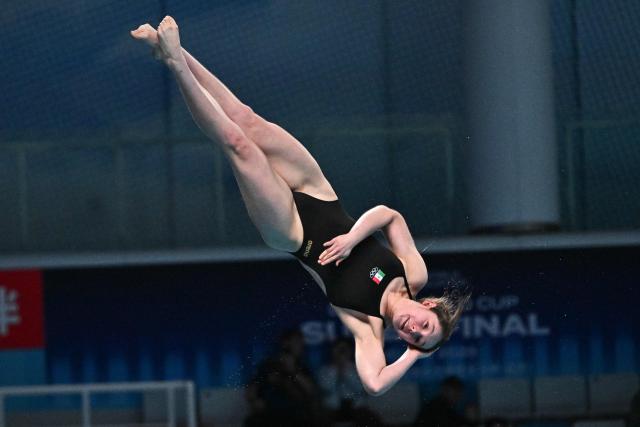 Mexicoґs Suri Zoe Cueva Lobato competes in the the women’s 10m platform event at the World Aquatics Diving World Cup Super Final, at the Water Cube in Beijing on May 2, 2026. (Photo by Pedro PARDO / AFP)