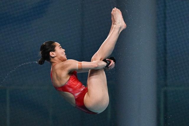 Canadaґs Katelyn Fung competes in the the women’s 10m platform event at the World Aquatics Diving World Cup Super Final, at the Water Cube in Beijing on May 2, 2026. (Photo by Pedro PARDO / AFP)