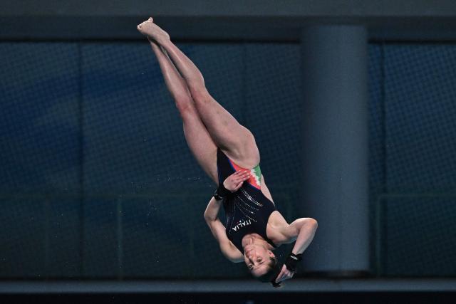 Itali's Sarah Jodoin di Maria competes in the the women’s 10m platform event at the World Aquatics Diving World Cup Super Final, at the Water Cube in Beijing on May 2, 2026. (Photo by Pedro PARDO / AFP)
