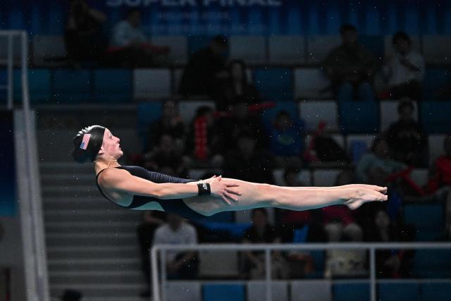 USAґs Ellireese Niday competes in the the women’s 10m platform event at the World Aquatics Diving World Cup Super Final, at the Water Cube in Beijing on May 2, 2026. (Photo by Pedro PARDO / AFP)