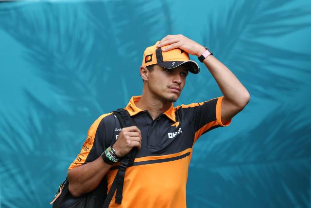 McLaren's British driver Lando Norris arrives ahead of the 2026 Miami Formula One Sprint at Miami International Autodrome in Miami Gardens, Florida, on May 2, 2026. (Photo by CHARLY TRIBALLEAU / AFP)