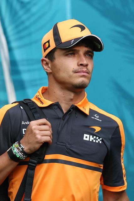 McLaren's British driver Lando Norris arrives ahead of the 2026 Miami Formula One Sprint at Miami International Autodrome in Miami Gardens, Florida, on May 2, 2026. (Photo by CHARLY TRIBALLEAU / AFP)