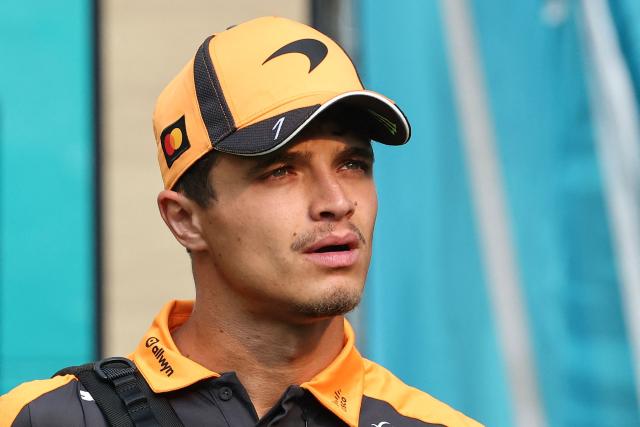 McLaren's British driver Lando Norris arrives ahead of the 2026 Miami Formula One Sprint at Miami International Autodrome in Miami Gardens, Florida, on May 2, 2026. (Photo by CHARLY TRIBALLEAU / AFP)