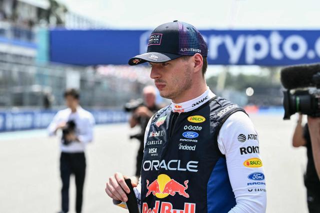 Red Bull Racing's Dutch driver Max Verstappen arrives at the starting grid for the 2026 Miami Formula One Sprint at Miami International Autodrome in Miami Gardens, Florida, on May 2, 2026. (Photo by CHANDAN KHANNA / AFP)