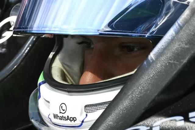 Mercedes' Italian driver Kimi Antonelli sits in his car on the starting grid before the start of the 2026 Miami Formula One Sprint at Miami International Autodrome in Miami Gardens, Florida, on May 2, 2026. (Photo by CHANDAN KHANNA / AFP)