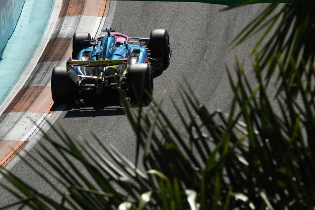 Alpine's French driver Pierre Gasly races during the qualifying session for the 2026 Miami Formula One Grand Prix at Miami International Autodrome in Miami Gardens, Florida, on May 2, 2026. (Photo by CHARLY TRIBALLEAU / AFP)