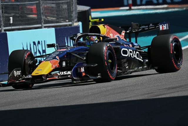 Red Bull Racing's French driver Isack Hadjar races during the qualifying session for the 2026 Miami Formula One Grand Prix at Miami International Autodrome in Miami Gardens, Florida, on May 2, 2026. (Photo by CHANDAN KHANNA / AFP)