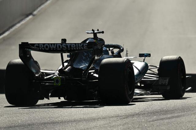 Mercedes' British driver George Russell races during the qualifying session for the 2026 Miami Formula One Grand Prix at Miami International Autodrome in Miami Gardens, Florida, on May 2, 2026. (Photo by CHANDAN KHANNA / AFP)