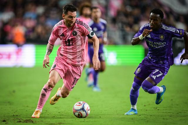Inter Miami's Argentine forward #10 Lionel Messi controls the ball during a Major League Soccer (MLS) regular season football match between Inter Miami CF and Orlando City SC at NU Stadium in Miami, on May 2, 2026. (Photo by Giorgio Viera / AFP)