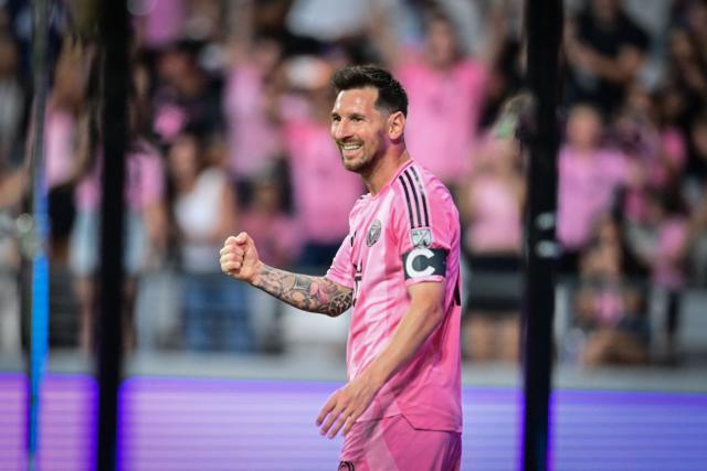 Inter Miami's Argentine forward #10 Lionel Messi celebrates a goal during a Major League Soccer (MLS) regular season football match between Inter Miami CF and Orlando City SC at NU Stadium in Miami, on May 2, 2026. (Photo by Giorgio Viera / AFP)